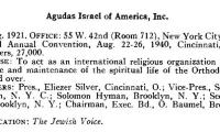 Agudath Israel of America Organizational Summary from the 1940 American Jewish Yearbook