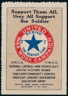 United War Work Campaign - Behind the Service Star 1918 Campaign Stamp