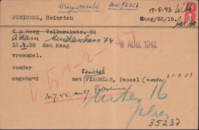 Items relating to Henry Fenichel and his Parents, Moritz and Paula [Pessel] Fenichel, from their Hiding and Capture by the Nazis