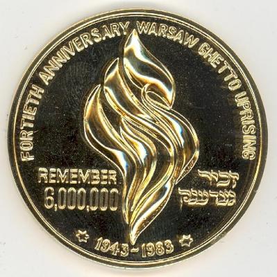 Medal Issued to Commemorate the 40th Anniversary of the Warsaw Ghetto Uprising