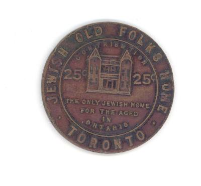 Token Issued by Jewish Old Folks Home in Toronto, Ontario, Canada #1