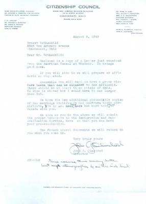 Citizenship Council Letter written to Ernst "Ernest" Rothschild