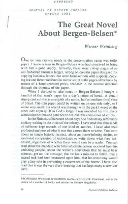Collection of Yom Hashoah Speeches given by Werner Weinberg