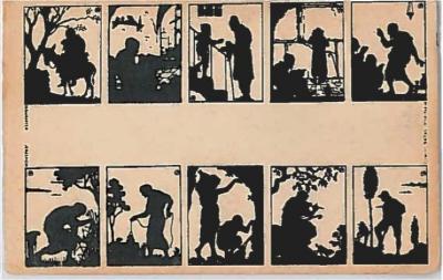 Postcard of 10 Silhouette Drawings by M. Gur Arie