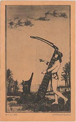 E. M. Lilien Postcard “Harfenspielerin” (“Harpist”)