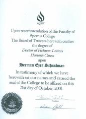 Honorary doctorates bestowed upon Rabbi Herman Schaalman