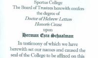 Honorary doctorates bestowed upon Rabbi Herman Schaalman