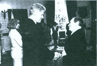 Rabbi Herman Schaalman and President Bill Clinton