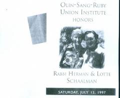 Olin-Sang-Ruby Union Institute (OSRUI) honors Rabbi Herman & Lotte Schaalman