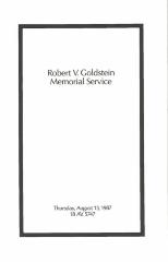 Robert V. Goldstein Memorial Service 1987 (Cincinnati, OH) 