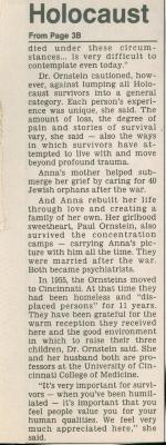 "Eyewitness to the Holocaust: Auschwitz survivor remembers horror, loss" - article published in The Post