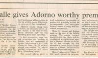 "LaSalle gives Adorno worthy premiere" - newspaper clipping from the Cincinnati Enquirer