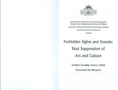 "Facing Prejudice: Forbidden Sights and Sounds" - program pamphlet 