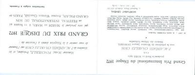 "Grand Prix International du Disque 1972" - invitation and program