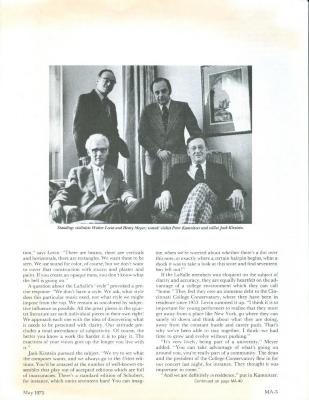 "Musicians of the month: The LaSalle Quartet" - High Fidelity and musical america