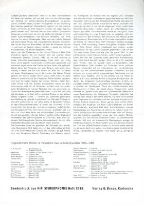 "Das LaSalle - Quartett" - article in German