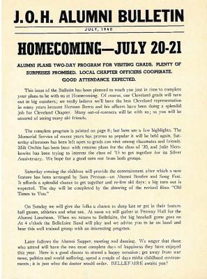 J.O.H. Alumni Bulletin: Homecoming July, 1940 