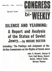 “Silence and Yearing: A Report and Analysis of the Status of Soviet Jewry” in the Congress bi-Weekly